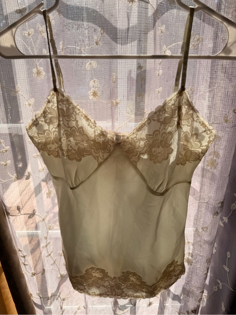 Lavender Brown Cream Lace-Trim Camisole Tank